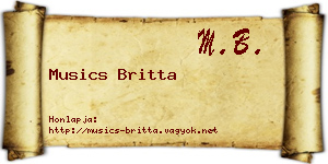 Musics Britta névjegykártya